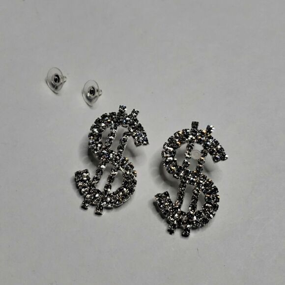 Dollar Sign Post Earrings - Picture 1 of 4